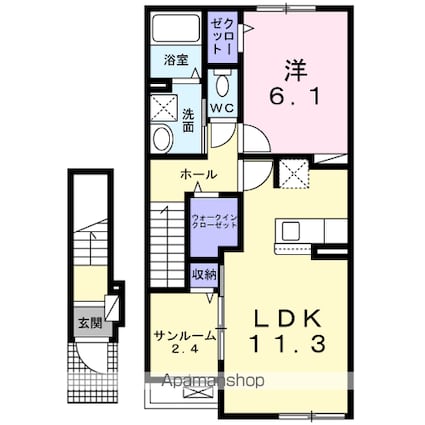 ウェルス　松江北[1LDK/50.96m2]の間取図