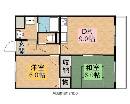 クレール弐番館[2DK/49.7m2]の間取図
