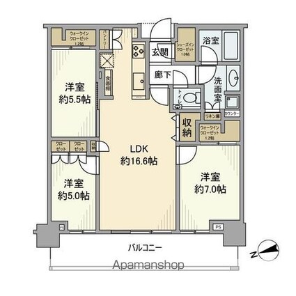 ＧＬＯＢＡＬ　ＦＲＯＮＴ　ＴＯＷＥＲ[3LDK/78.18m2]の間取図