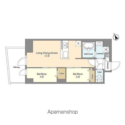 アルファコート曳舟２[2LDK/43.02m2]の間取図