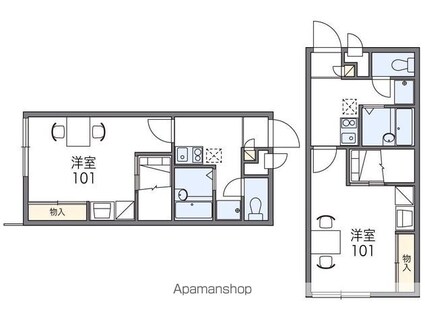 レオパレスとちの木[1K/22.7m2]の間取図