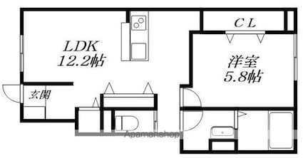 ボンヌ　エトワール[1LDK/44.74m2]の間取図