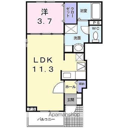 ラフレシール[1LDK/37.13m2]の間取図