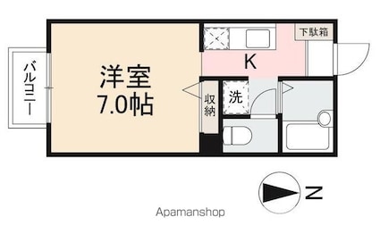 フォブール坂田[1K/23.18m2]の間取図