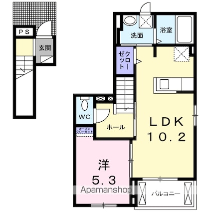 茨城県神栖市大野原５丁目[1LDK/42.6m2]の間取図