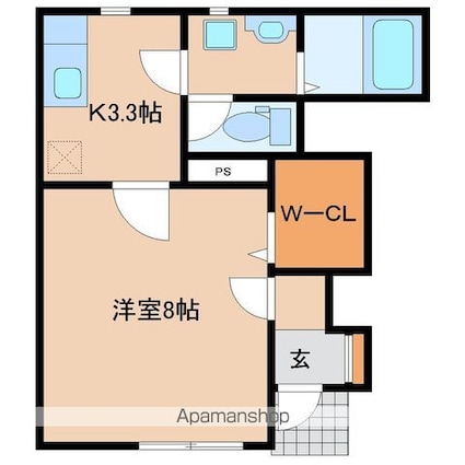ソレイユパルク１２番館[1K/30.86m2]の間取図