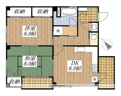 カーサ立川[2DK/51.63m2]の間取図