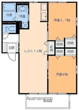 レトア別府[2LDK/55.12m2]の間取図