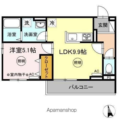 ユニヴェール　Ｅ棟 303 ｜ 香川県高松市上天神町254-5（賃貸アパート1LDK・3階・37.68㎡） その2