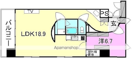Ｋａｓａ　Ａｍｕ（カーサアミュー）[1LDK/59.29m2]の間取図