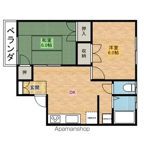 【鹿嶋市大字宮中のアパートの間取り】