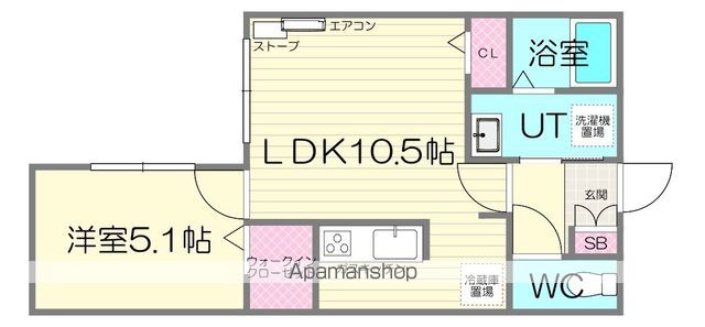 Ｇ　ＥＡＳＴ（ジーイースト） 3F1 ｜ 北海道札幌市豊平区美園一条３丁目2-5（賃貸マンション1LDK・3階・36.48㎡） その2