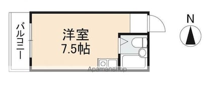 香川県高松市番町５丁目[1R/14.98m2]の間取図