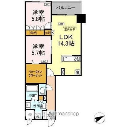 サンジョイアゼロ[2LDK/64.58m2]の間取図
