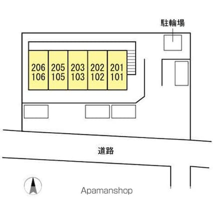ドミールＴＯＭＯ[1K/23.18m2]の配置図