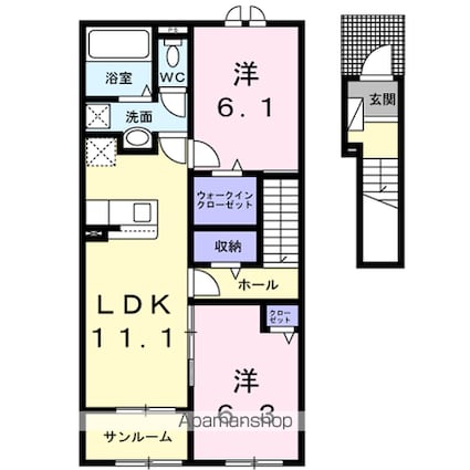セイバリーＧ[2LDK/62.05m2]の間取図