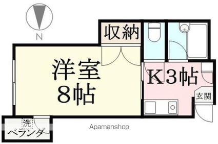 グレイシーエスト[1K/19.98m2]の間取図