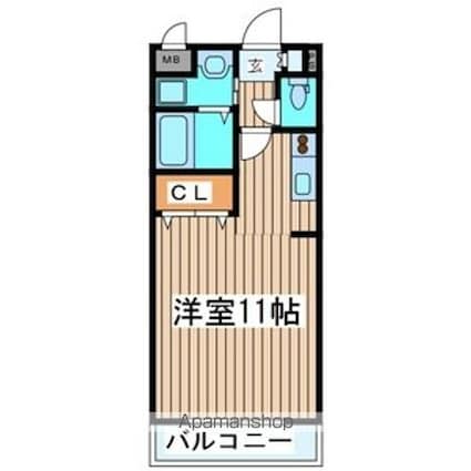 レーベンス柏木[1K/27.06m2]の間取図