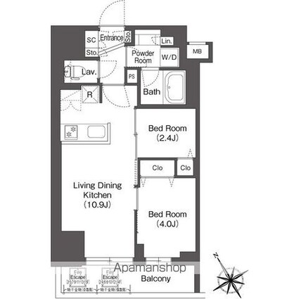 ＢｌｕＲｏｃｋ後楽園[2LDK/40.48m2]の間取図