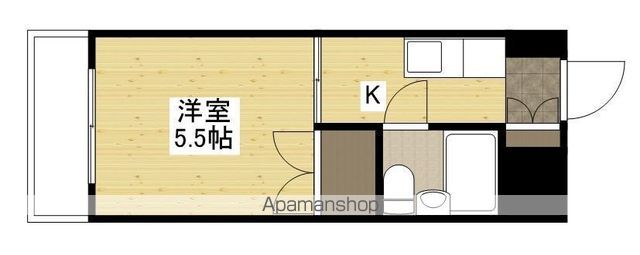 広島県広島市中区舟入中町[1K/17.6m2]の間取図