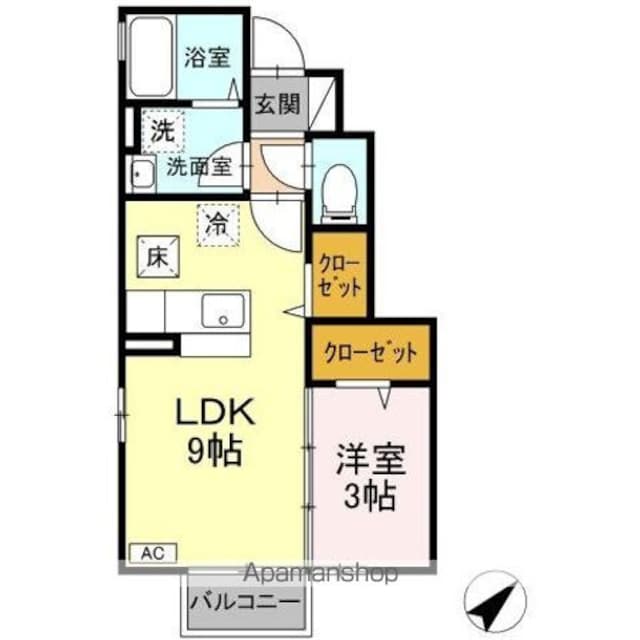 グランモア　オザキ[1LDK/31.56m2]の間取図