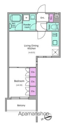 ラクラス四谷[1LDK/35.52m2]の間取図