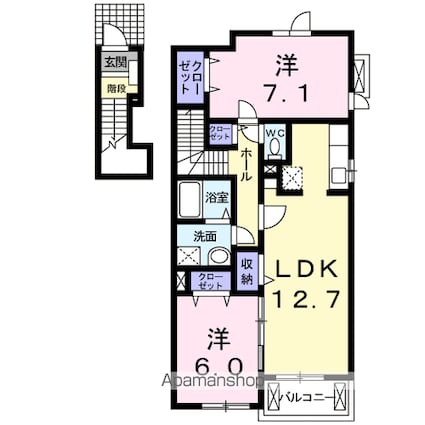 ラフレシールアップル[2LDK/63.86m2]の間取図
