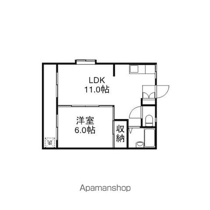 プランドール西市[1LDK/39.75m2]の間取図