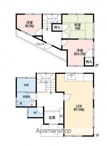 筑肥線 筑前前原駅 徒歩7分 2階建 築33年の間取り写真