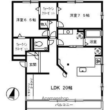 ラグジュアリ松永　Ａ棟[2LDK/84.88m2]の間取図