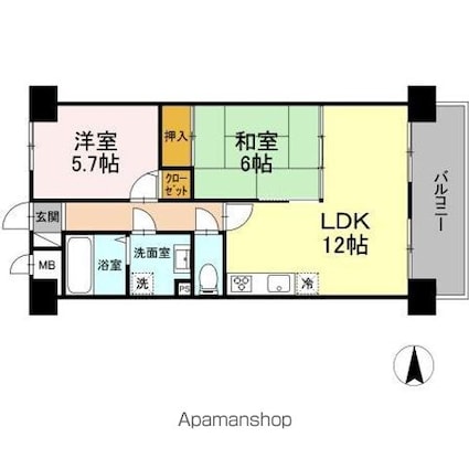 ネオハイツ池ノ台南　３０５号室[2LDK/55.12m2]の間取図