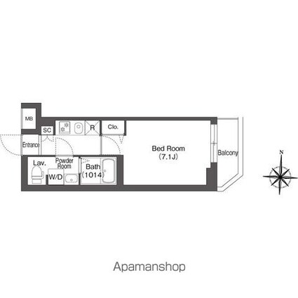 エスタート亀有[1K/22.08m2]の間取図