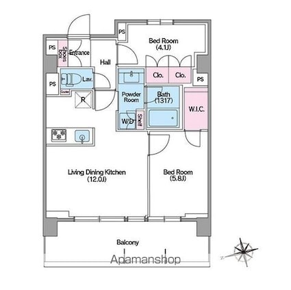 コンフォリア東新宿ステーションフロント[2LDK/52.53m2]の間取図