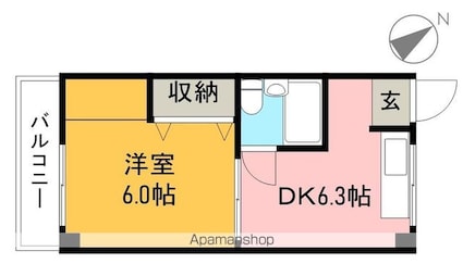 ＳＡＫＵＲＡハイツ[1DK/24.5m2]の間取図