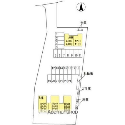 グラディコート　Ａ[1LDK/33.24m2]の配置図