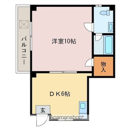 パステルクボ５[1DK/33.59m2]の間取図
