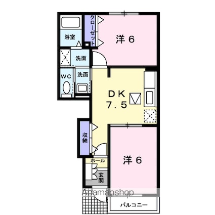 コンコード[2DK/44.82m2]の間取図