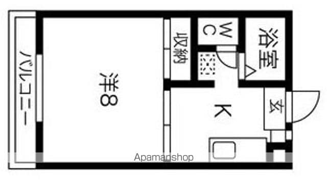 ＣａｌｍＶｉｌｌａｇｅ角五郎[1K/26.49m2]の間取図