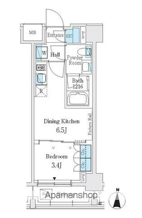 Ｊ．ＧＲＡＮ　Ｃｏｕｒｔ　品川西大井ＥＡＳＴ[1DK/27.3m2]の間取図