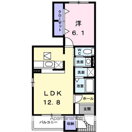 ソルレヴェンテＣ[1LDK/46.03m2]の間取図