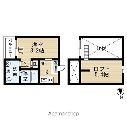 ＲｏＲｏつゆはし[1K/19.55m2]の間取図