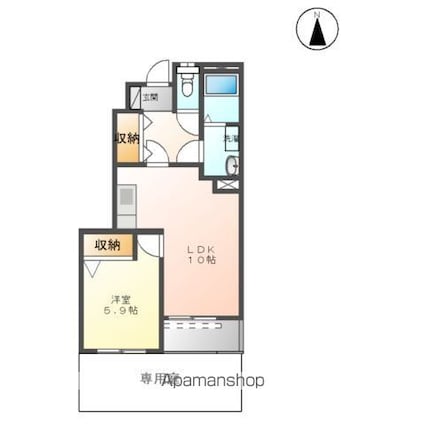 フォレストアオヤマ２[1LDK/40.93m2]の間取図