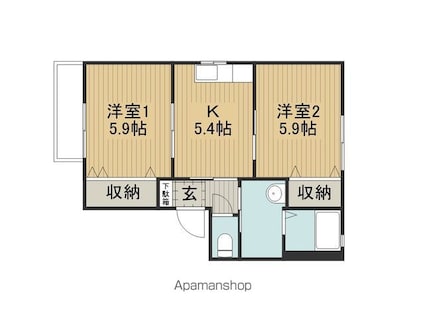 長野県諏訪市大字中洲[2K/42.84m2]の間取図