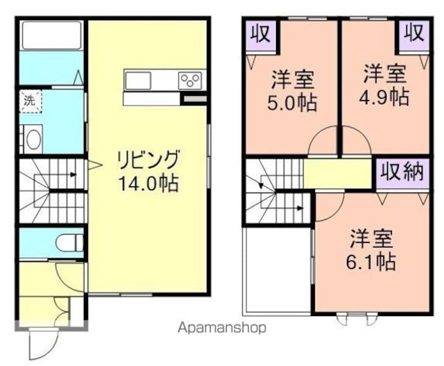 ヤマイチテラス西浜[3LDK/72.66m2]の間取図