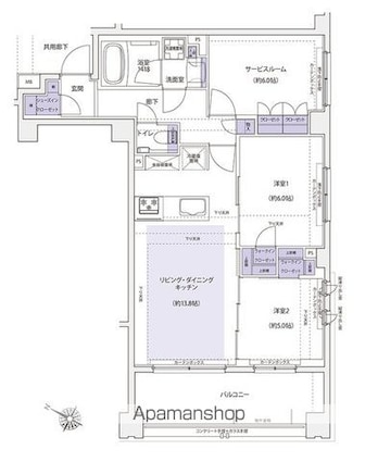 ＫＤＸレジデンス横濱紅葉坂[2SLDK/70.11m2]の間取図