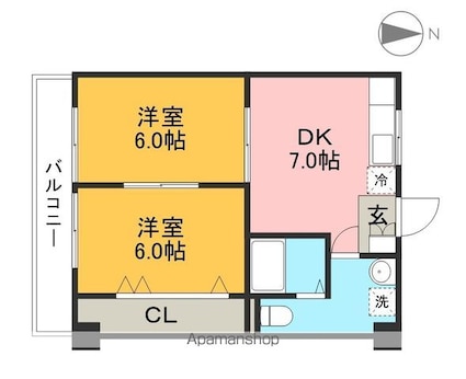 １０Ｐｏｉｎｔｓ[2DK/40.02m2]の間取図