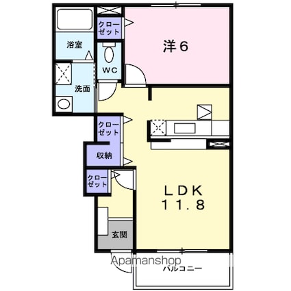 グランツ　ガーデンⅣ[1LDK/42.8m2]の間取図