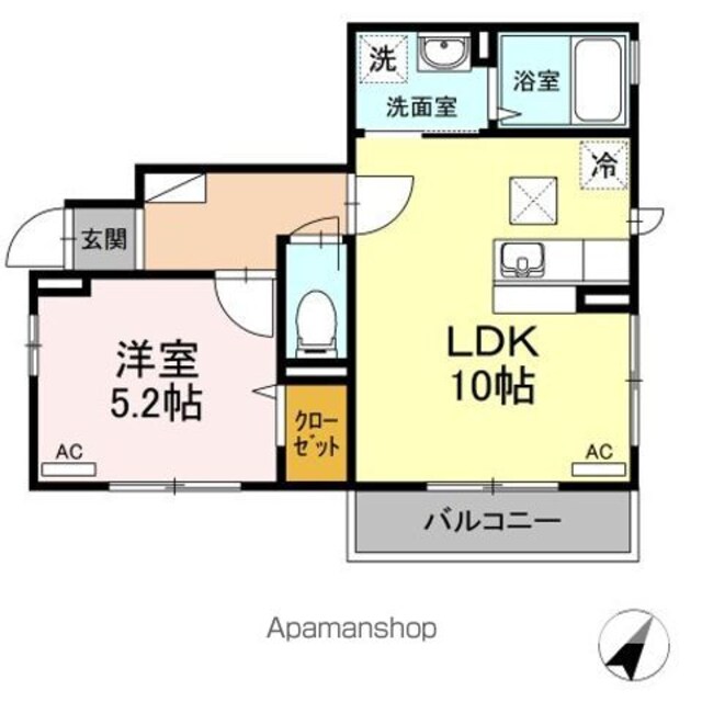 アネックス成城[1LDK/37.87m2]の間取図