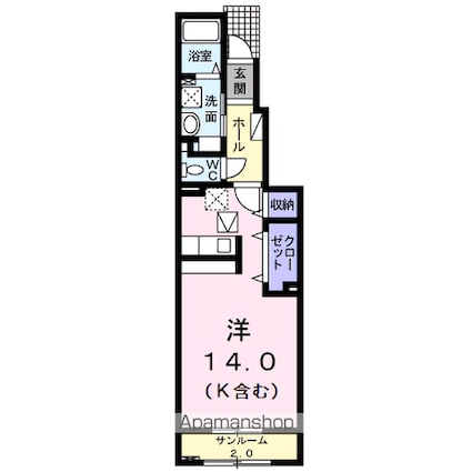 ソレアード　Ⅱ[1R/40.78m2]の間取図