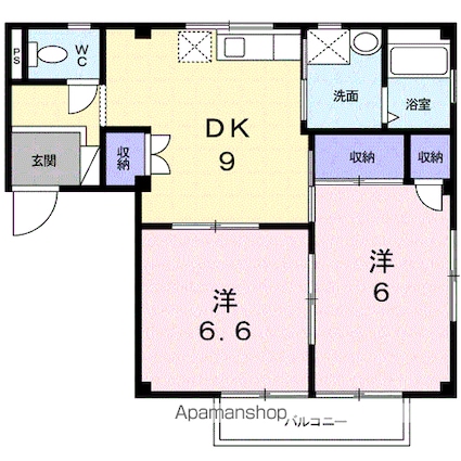 シーフォレスト　Ｂ[2DK/50.02m2]の間取図